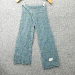 Vintage Fuzzy Knit Scarf Womens Teal Blue Heather Winter Muffler Whimsical 7x60